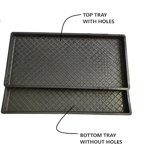 Microgren and Wheatgrass Grow Tray | Polypropylene Made | Black - 2 Sets (4 Tray)