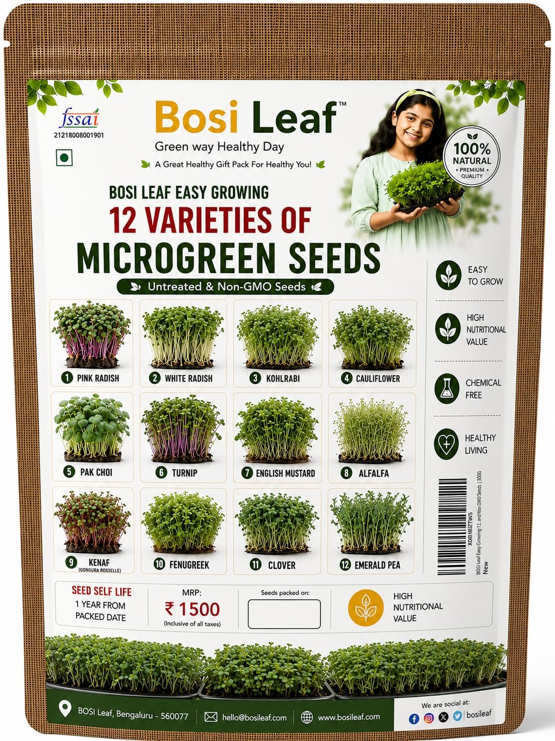 Easy Growing 12 Variety Microgreen Seeds | Growing Instruction Included | Untreated and Non GMO Seeds | 300G